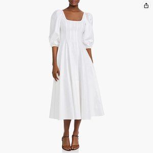 STAUD Swells White Midi Dress, Size 12